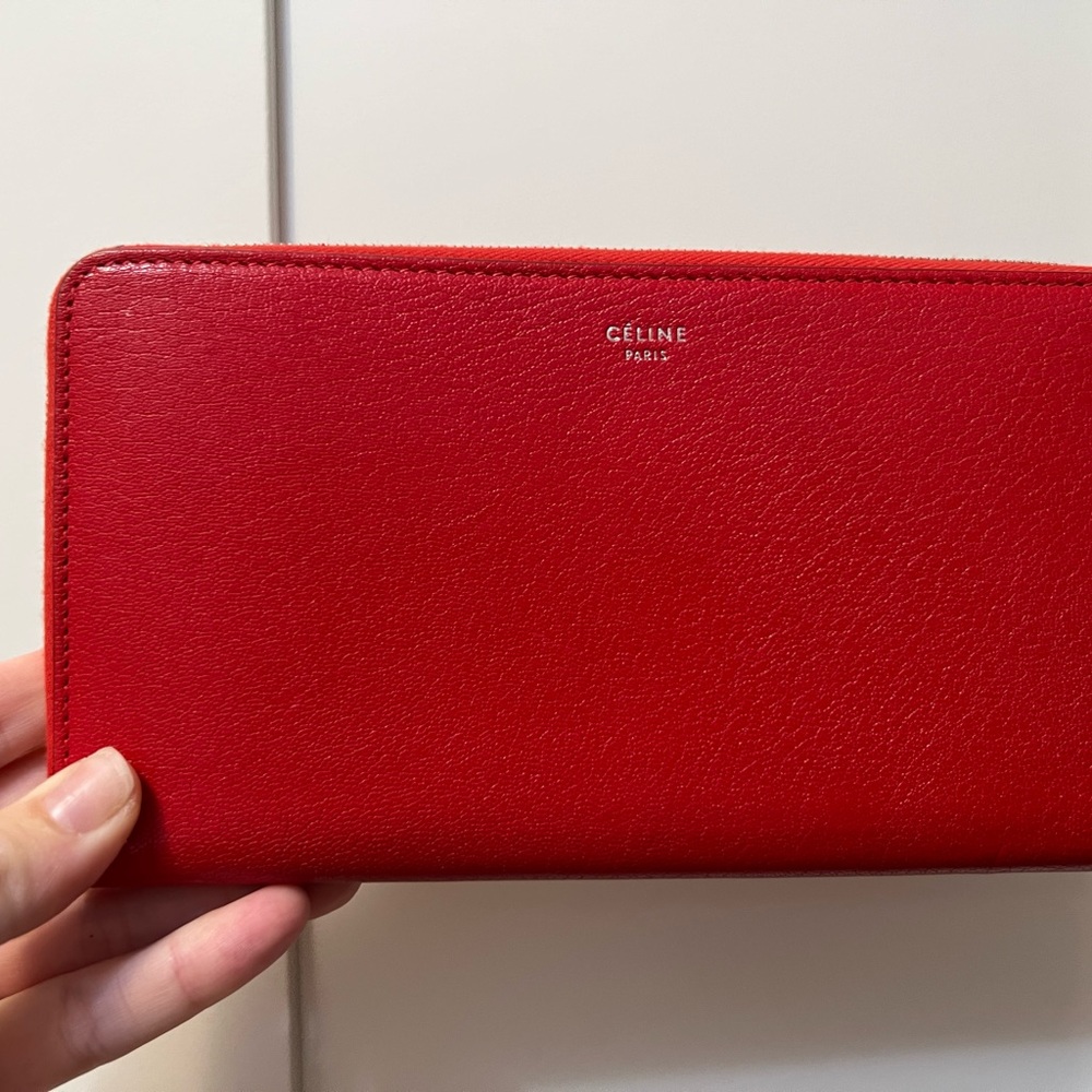 Authentic Celine red leather wallet